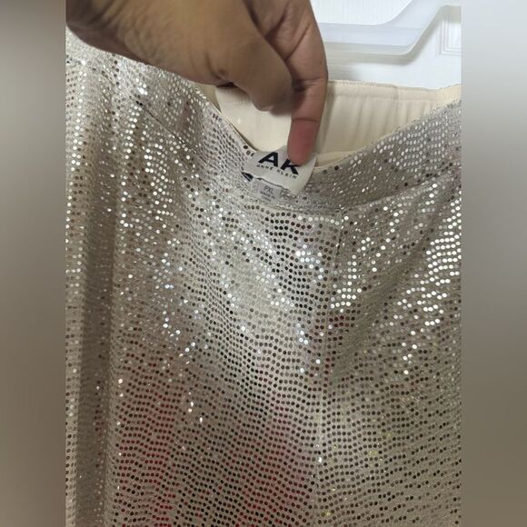 AK ANNE KLEIN WOMENS PETITE Silver Sequin PULL ON Pant NWT - Picture 7 of 11